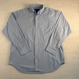 Banana Republic Relaxed Long Sleeve Button Up Blue Checker Shirt Mens Size Large